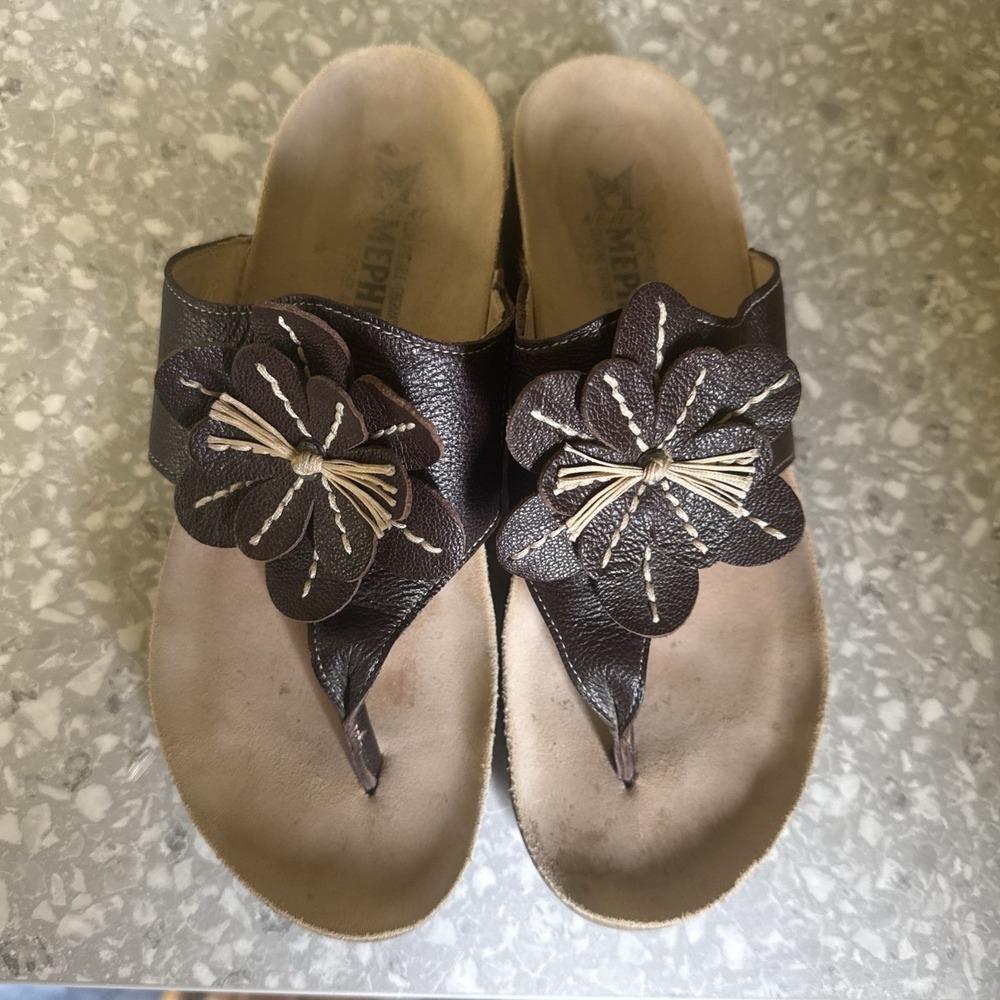 mephisto Genuine Leather Thong Sandals Size 38